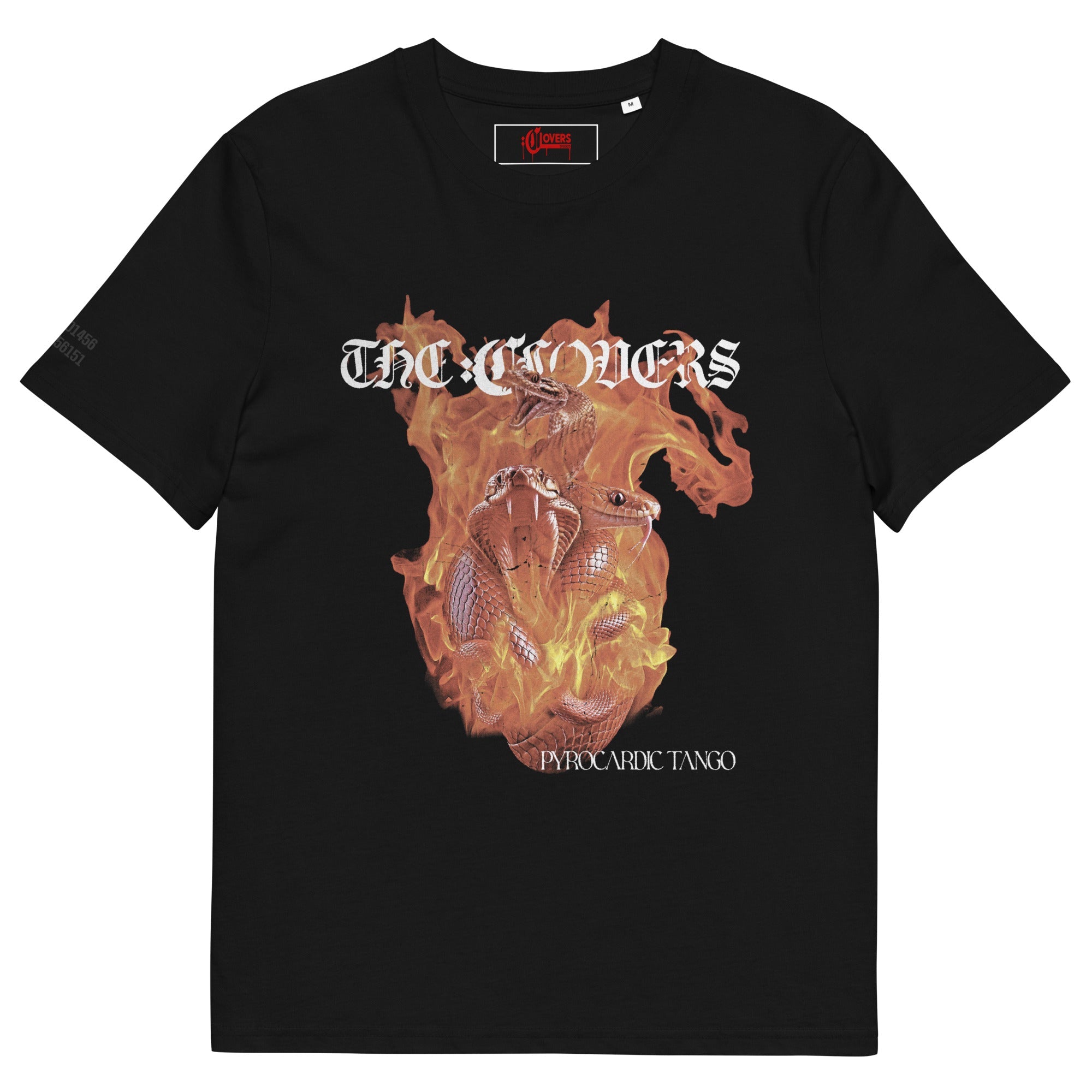 Black t-shirt with a graphic design of a heart and flames, featuring the text 'The Flowers' and 'Paracodic Tango'.